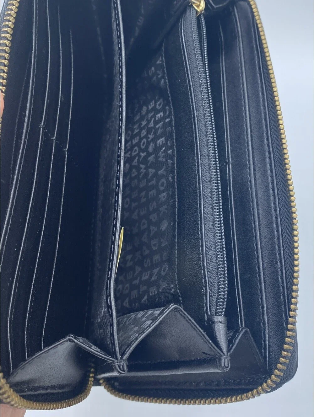 Kate Spade Neda Bridge Place Black Pebble Leather Wallet Multi Pockets